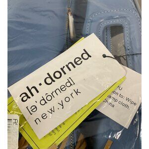 ah·dorned Denim Blue Faux Leather Fringe Handbag with Removable Straps